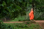 Buddhist monk heading to Bakong temple - Roluos, Cambodia. : Cambodia