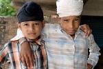 Sikhs posing at the Sikh Gurdwara within the Gwalior fort - Gwalior, India. : India, People