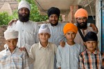 Sikhs posing at the Sikh Gurdwara within the Gwalior fort - Gwalior, India. : India, People