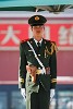 On guard in front of the Gate of Heavenly Peace or Tiananmen gate, Beijing. : China, People