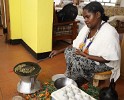 Coffee making ritual in Ethiopia. First the locally picked coffee cherries are dried in the sun and then they are roasted on a little stove.