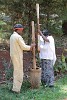 Coffee making ritual in Ethiopia. Here's how the roasted coffee beans are ground.