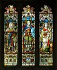 Impressive leaded light in the medieval church of Lacock. : United Kingdom