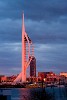 Spinnaker Tower beautifully coloured by the setting sun. : United Kingdom