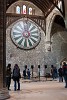 The 13th Century Great Hall of Winchester Castle, Winchester. The speakers are part of  Janet Cardiff 's deeply impressive sound installation "The Forty Part Motet" (reworking of  “Spem in Alium”  by Thomas Tallis 1573). In this installation forty separately recorded voices are played back through forty speakers strategically placed throughout the space. : United Kingdom