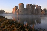 Bodiam Castle just after sunrise, Bodiam, United Kingdom. : Panoramic, Shift-stitched (Portrait), United Kingdom