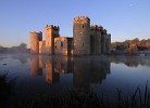 Bodiam Castle just after sunrise, Bodiam, United Kingdom. : United Kingdom