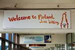 Welcome sign at the Grantley Adams international airport in Barbados. : Barbados