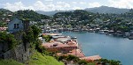 The inner harbour of St George as seen from Fort George, Grenada Island. : Grenada