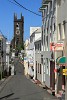 Steep but attractive little street in St George, Grenada Island. : Grenada