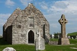 The South Cross (replica) and temple Dowling, Clonmacnoise, Ireland. : Ireland