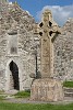 The South Cross (replica) and temple Dowling, Clonmacnoise, Ireland. : Ireland