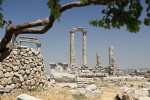 Remnants of the Roman Temple of Hercules (161-166 AD) in the Amman Citadel. : Jordan