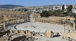 The oval-shaped Forum as seen from the Temple of Zeus. : Jordan