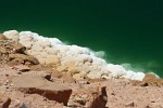 Salt deposits on the shores of the Dead Sea. : Jordan