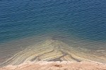 The beautifully colored and shaped shore of the Dead Sea. : Jordan