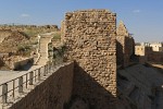 The Southeastern tower of Karak Castle. The very steep Glacis (artificial slope) prevented invaders from climbing up to the castle. : Jordan