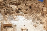 Bright white calcium deposits in the Mountains East of the Dead Sea. : Jordan