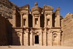 The Monastery (al-Deir)  The spectacular Monastery (locally known as Al-Deir) is hidden high up in the hills. It is similar in design to the better known Treasury but far bigger (50m wide and 45m high). Built in the 3rd century BC as a Nabataean tomb, perhaps for King Obodas I, the Monastery derives its name from the crosses carved on the inside walls, suggesting that the building was used as a church in Byzantine times. : Jordan