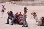 Bedouin camel drivers waiting for customers. : Jordan