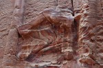 Carving in the Outer Siq or 'Street of Facades' (between the Treasury and the Theatre). : Jordan