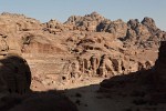 The outer Siq with the 'Street of Facades' on the left and the Theatre just left of the center. : Jordan