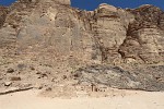 Ruins of a 2000-year old Nabataean temple dedicated to the deity Lat in Wadi Rum, Jordan. : Jordan