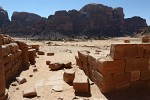 Ruins of a 2000-year old Nabataean temple dedicated to the deity Lat in Wadi Rum, Jordan. : Jordan