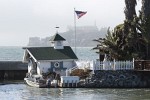 This little shack holds the world's largest outboard motor that powers  Forbes Island  floating restaurant. The "Island" is moored between Pier 39 and 41 and has a nice view of Alcatraz Island.