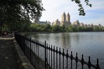 The twin majestic towers of The Eldorado 300 Central Park West, a luxury appartment building from 1931, overlooking the Jacqueline Kennedy Onassis reservoir in Central Park.