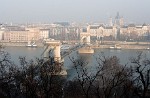 The historic Chain Bridge connecting Western "Buda" with Eastern "Pest" - Budapest, Hungary. : Hungary