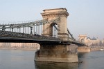 The historic Chain Bridge connecting Western "Buda" with Eastern "Pest" - Budapest, Hungary. : Hungary