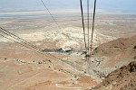 Remnants of Roman camp A, B and C and the snake path as seen from the cable car to the Masada plateau, Israel. : Israel, SNMG2 Deployment 2006