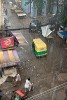 Heavy monsoon showers in the Main Bazaar (Paharganj area) - Delhi, India. : India, India