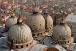 The domes of the Basilica di San Marco as seen from the Campanile - Venice, Italy. : Italy