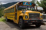 Old schoolbus in use for public transportation. : Panama