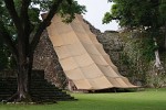 Big, ugly tarp protecting the hieroglyphic stairway from the elemenst, Copán Ruinas. : Honduras