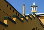 Granada's beautifully colored ferry terminal. : Nicaragua