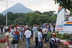 Chaotic scenes when the ferry arrives in Altagracia on Isla de Ometepe. : Nicaragua