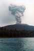 Krakatau - Sunda Strait, Indonesia. Krakatau (or Krakatao) is a volcanic island in the Sunda Strait between Java and Sumatra in Indonesia. The name is used for the island group, the main island (also called Rakata), and the volcano as a whole. It has erupted repeatedly, massively, and with disastrous consequences throughout recorded history. The best known eruption culminated in a series of massive explosions on August 26-27 1883. The 1883 eruption ejected more than 25 cubic kilometres of rock, ash, and pumice, and generated the loudest sound historically reported: the cataclysmic explosion was distinctly heard as far away as Perth in Australia approx. 1,930 miles (3,110 km), and the island of Rodrigues near Mauritius approx. 3,000 miles (5,000 km). Near Krakatau 165 villages and towns were destroyed, 132 seriously damaged and at least 36,417 people died. Many thousands of people were injured by the eruption, mostly from the tsunamis which followed the explosion. The eruption destroyed two thirds of the island of Krakatoa. Eruptions at the volcano since 1927 have built a new island in the same location, called Anak Krakatau (child of Krakatoa).