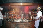 Roasting bush-meat in restaurant "Carnivore" - Nairobi, Kenya.