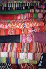 Colorful fabricss on a market in Cuzco, Peru.