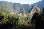 First glimpse of the mysterious Machu Picchu from Intipunku after 4 days hiking the Inca-trail.