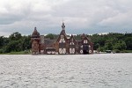 The Boldt Yacht house on Heart Island (NY) The Boldt Yacht House, located on nearby Wellesley Island can be seen from Heart Island's north side, was built to house the family's three yachts and houseboat. The main space rises 64 feet to accomodate tall masts and rigging of their yacht in slips 128 feet long, with doors so huge and heavy that an engine was required to open and close them. The yacht house included a shop to build racing launches as well as living quarters for the crew and maintenance staff. The Yacht House was opened to the public for the first time in the summer of 1996, after undergoing extensive repairs. It now serves as a museum where you can see some of the boats actually used by the Boldt family.