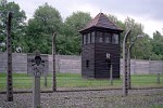 Guard tower and electrified fences. Concentration camp Auschwitz I - Oswiecim, Poland.