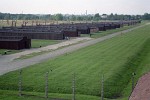 View from the main SS guard tower. Death camp Auschwitz II - Birkenau, Poland.