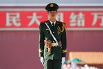 On guard in front of the Gate of Heavenly Peace or Tiananmen gate, Beijing. : China, People