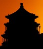 The Buddhist Fragrance Pavillion at Kunming Lake in Beijing, China in the setting sun. : China, Sunset