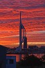 Spinnaker Tower during a spectacular sunrise. Portsmouth, UK. : United Kingdom