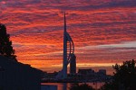 Spinnaker Tower during a spectacular sunrise. Portsmouth, UK. : United Kingdom